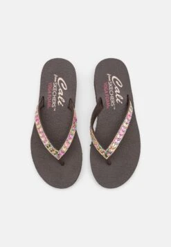 Skechers Meditation - T-Bar Sandals - Chocolate/Multi-Coloured -Skechers Sales Store 58495566c5f045e181db7e69df709300