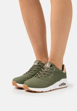 Uno - Trainers - Olive Durabuck/Rose Gold Trim